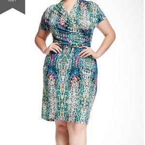 Colorful Faux-Wrap Dress